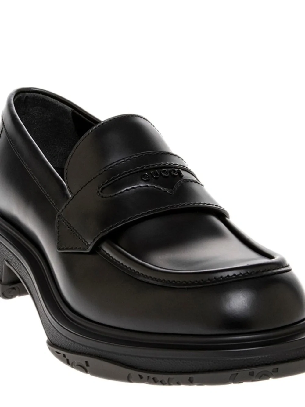 GUCCI Men's Black Leather Loafer W/ Tonal Logo Size 10 (US) NEW 851396 AADEO